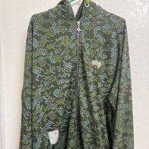 LRG Lifted Research Group Stungtington Tree zip up hoodie 3XL green vintage